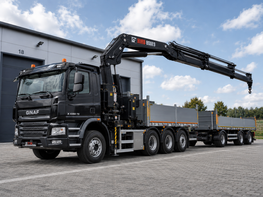 Ginaf + HIAB 800E9 – ciągnik siodłowy + przyczepa / naczepa